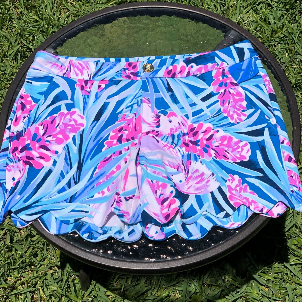 NEW Lilly Pulitzer Buttercup Knit Floral Blue Shorts 2